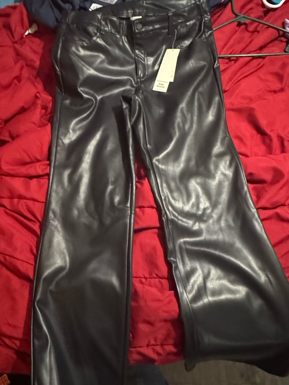 No Boundaries Black Faux Leather Boot Cut Jeans